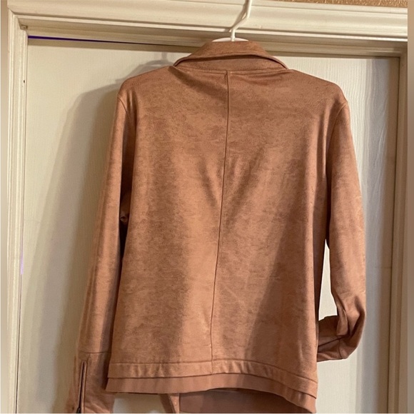Grace & Lace Move Free Leather Like Moto Jacket in Blush, Like New - Picture 10 of 15